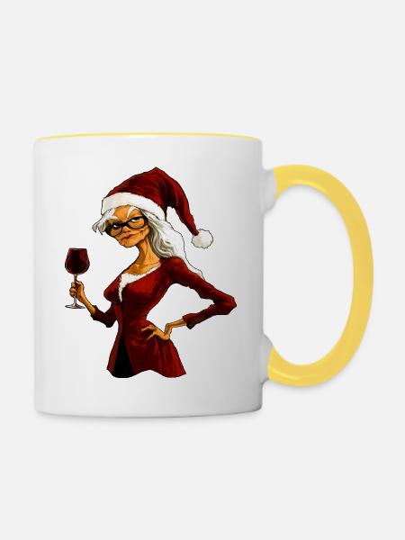 Hexen Weihnachten - Tasse zweifarbig - Weiß/Gelb