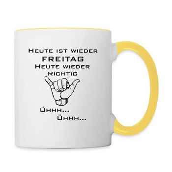 Today is Friday again. - Contrasting Mug - white/yellow - Right