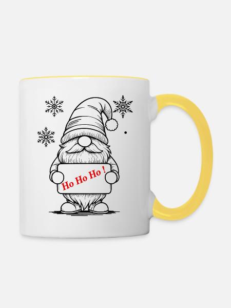 Weihnachtsgnom - Tasse zweifarbig - Weiß/Gelb