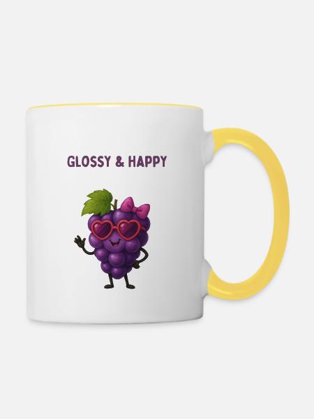 Glimmernde Traube Glück - Tasse zweifarbig - Weiß/Gelb