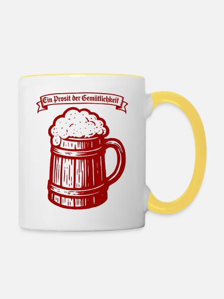 Ein Prosit der Gemütlichkeit - Tasse zweifarbig - Weiß/Gelb