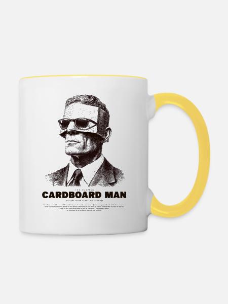 Cardboard Mann Porträt - Tasse zweifarbig - Weiß/Gelb