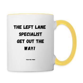 Le spécialiste de la voie gauche - Mug contrasté - blanc/jaune - Droite