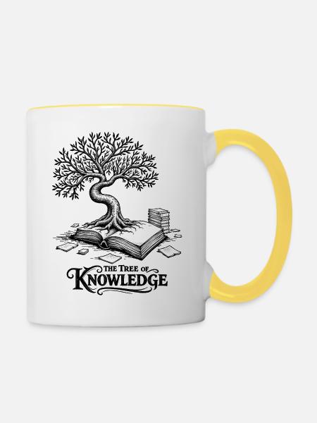 Der Baum des Wissens - Tasse zweifarbig - Weiß/Gelb