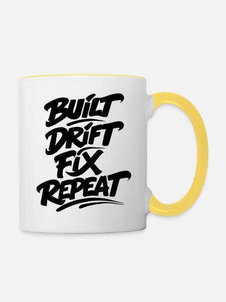 Built Drift Fix Repeat v2 - Tasse zweifarbig - Weiß/Gelb