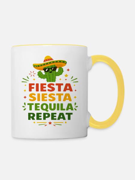 Fiesta Siesta Tequila Repeat - Tasse zweifarbig - Weiß/Gelb