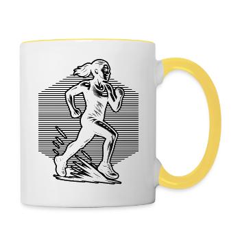 Running perfect for any race - Contrasting Mug - white/yellow - Right