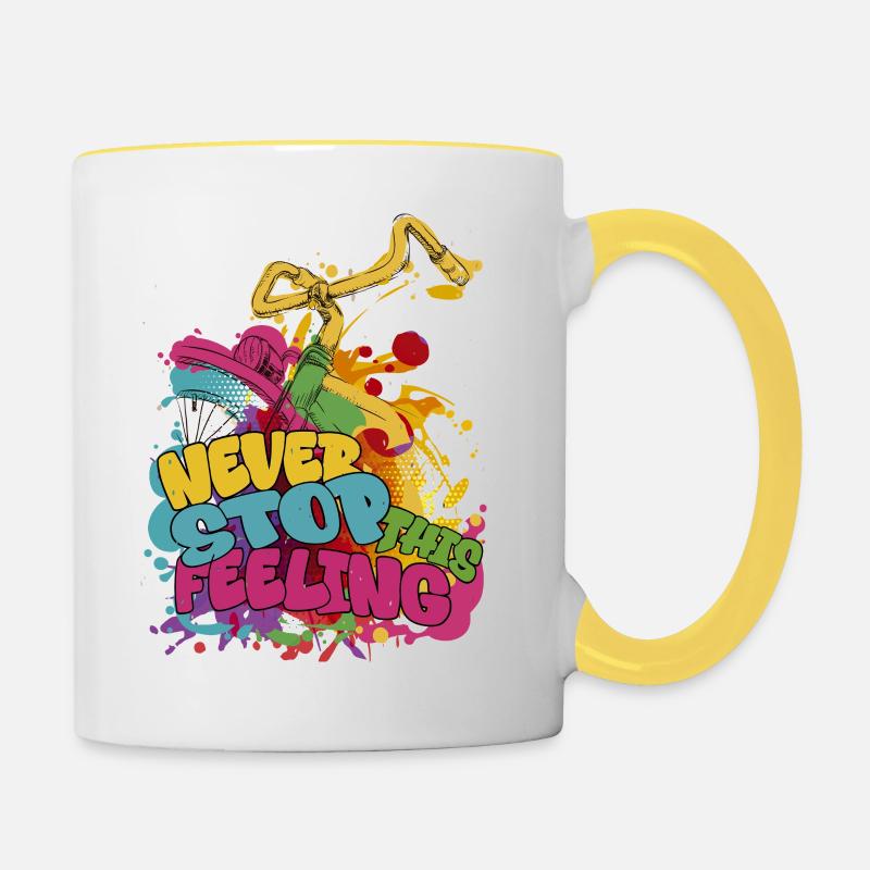 Ne cesse jamais ce sentiment - Mug contrasté - blanc/jaune