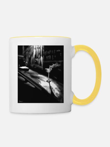 Midnight Martini auf Chrome - Tasse zweifarbig - Weiß/Gelb