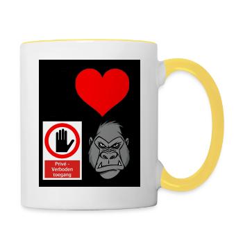 Heart Hand Gorilla Privater Zugang - Tasse zweifarbig - Weiß/Gelb - Rechts