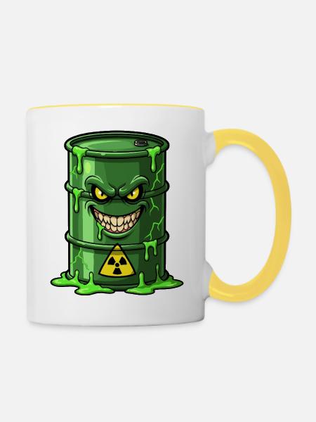 Grimmiges Giftfass - Tasse zweifarbig - Weiß/Gelb