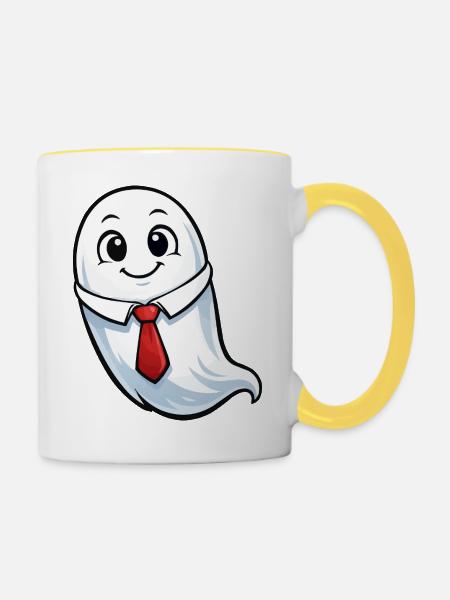 Sprechender Geist im Anzug - Tasse zweifarbig - Weiß/Gelb