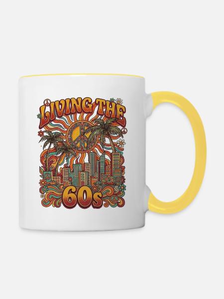 60s Hippie Life - Tasse zweifarbig - Weiß/Gelb