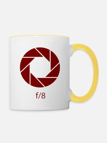 Apertur-f8-Rost - Tasse zweifarbig - Weiß/Gelb