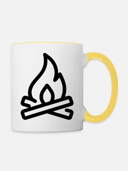 Lagerfeuer - Tasse zweifarbig - Weiß/Gelb