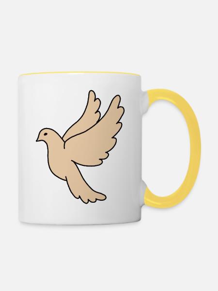 Friedenstaube Beige - Tasse zweifarbig - Weiß/Gelb