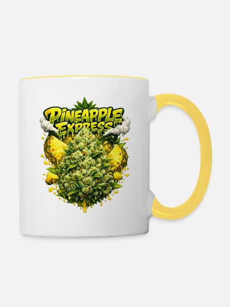 Pineapple Express Tropical Graffiti Print - Tasse zweifarbig - Weiß/Gelb