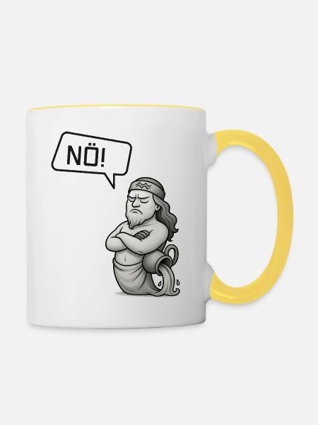 Sternzeichen Wassermann sagt NÖ! – Sturkopf - Tasse zweifarbig - Weiß/Gelb