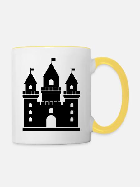 Burg - Tasse zweifarbig - Weiß/Gelb