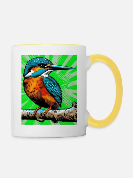Eisvogel - Tasse zweifarbig - Weiß/Gelb