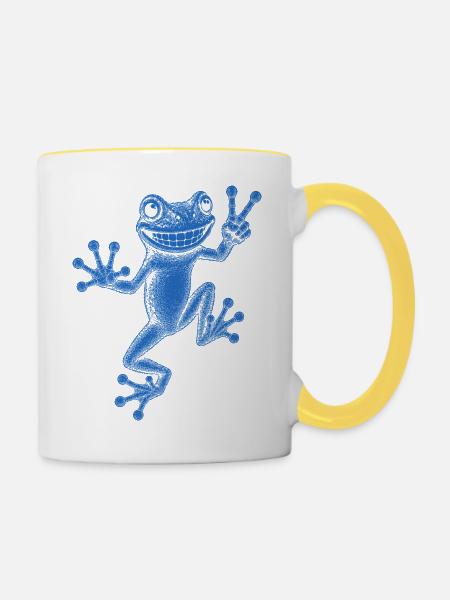Laubfrosch - Tasse zweifarbig - Weiß/Gelb
