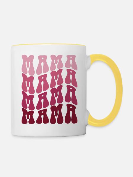 Mama Muster im Pink Gradient - Tasse zweifarbig - Weiß/Gelb