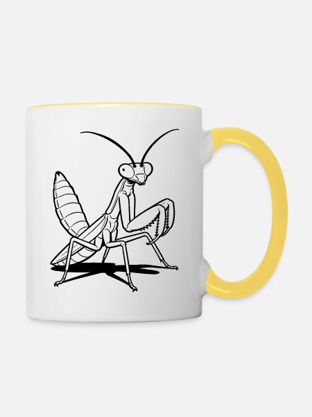 Gottesanbeterin - Tasse zweifarbig - Weiß/Gelb