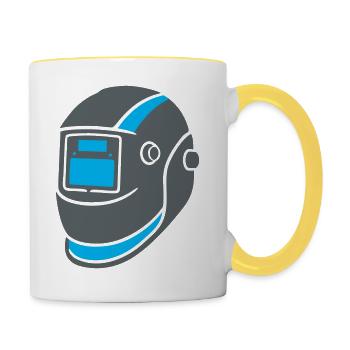 Welding Helmet Mask Metal Construction - Contrasting Mug - white/yellow - Right