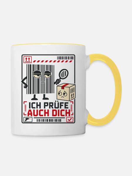 Ich prüfe auch dich - Tasse zweifarbig - Weiß/Gelb