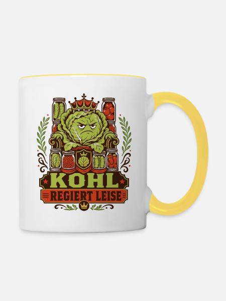 Kohl regiert leise - Tasse zweifarbig - Weiß/Gelb