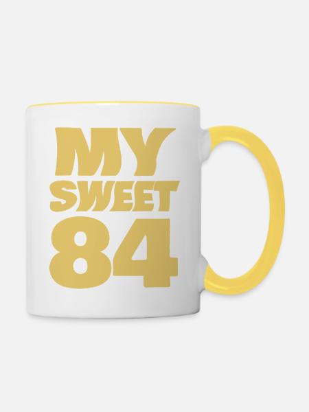 Sweet 84 - Tasse zweifarbig - Weiß/Gelb