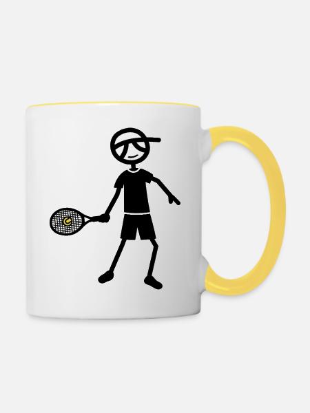 Tennis-Vorhand - Tasse zweifarbig - Weiß/Gelb