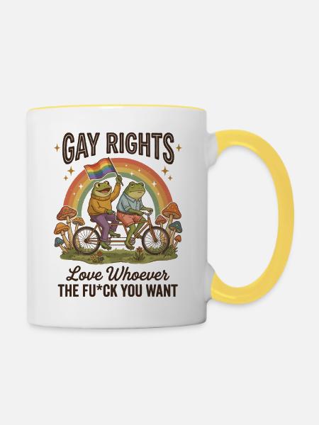 LGBTQ-Pride-Monat – Schwulenrechte! - Tasse zweifarbig - Weiß/Gelb