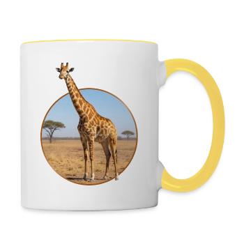T-Shirt Design "Giraffe" - Contrasting Mug - white/yellow - Right