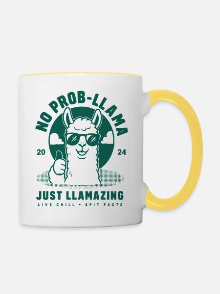 No Prob-Llama Just Llamazing - Tasse zweifarbig - Weiß/Gelb