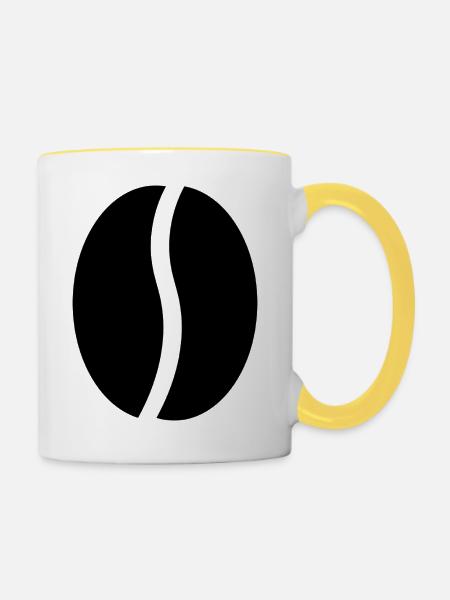 Kaffeebohnen - Tasse zweifarbig - Weiß/Gelb