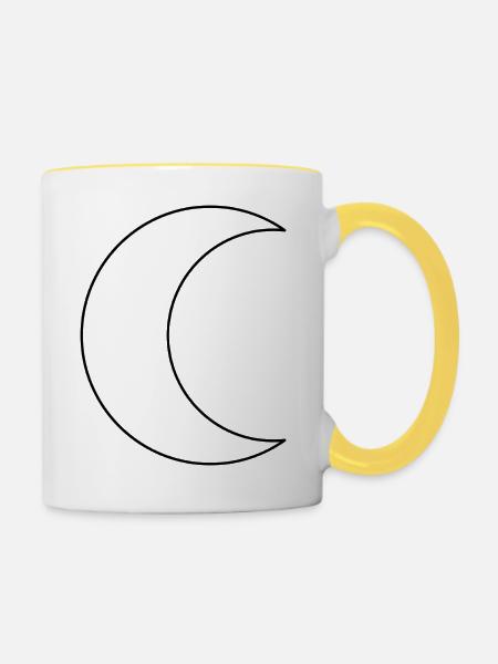 Halbmond-Umriss - Tasse zweifarbig - Weiß/Gelb