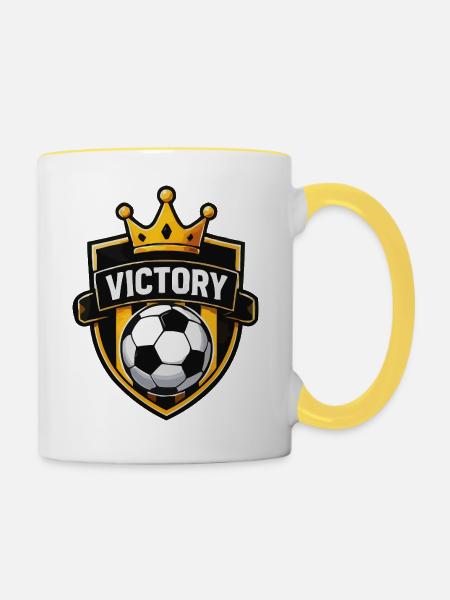 Fußball Abzeichen - Tasse zweifarbig - Weiß/Gelb