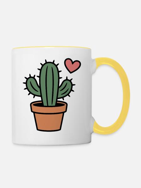 Kaktus - Tasse zweifarbig - Weiß/Gelb