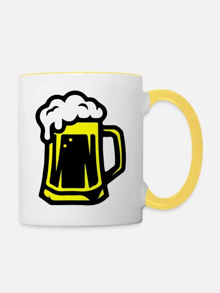 Bierkrug Bier Symbol - Tasse zweifarbig - Weiß/Gelb