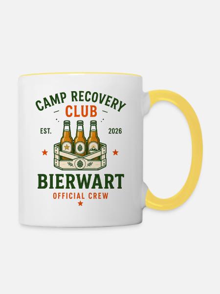 Bierwart – Camp Recovery Club Crew - Tasse zweifarbig - Weiß/Gelb