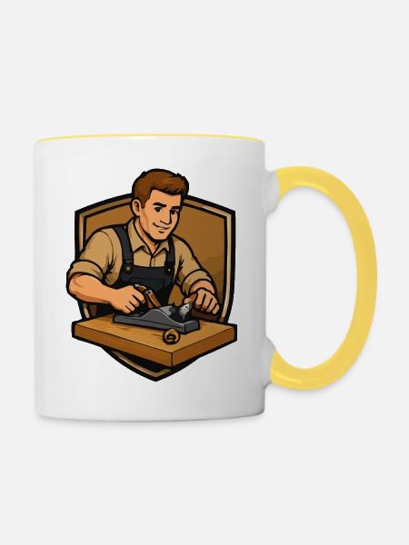 Schmied am Amboss - Tasse zweifarbig - Weiß/Gelb