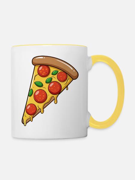 Peperoni-Pizza - Tasse zweifarbig - Weiß/Gelb
