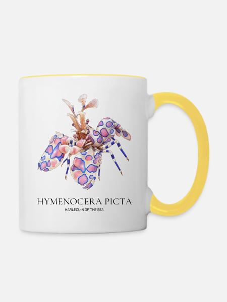 Hymenocera picta – Harlekingarnele - Tasse zweifarbig - Weiß/Gelb