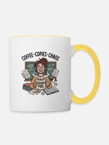 Kaffee-Kopien Chaos-Lehrer - Tasse zweifarbig - Weiß/Gelb