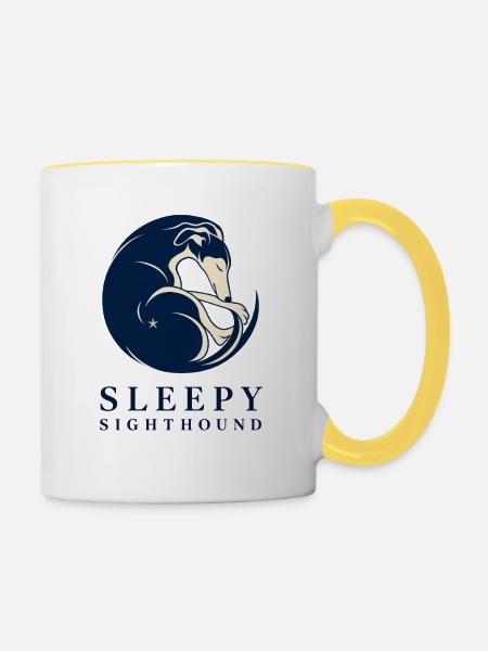 Sleepy Sighthound Greyhound Rettungshemd - Tasse zweifarbig - Weiß/Gelb
