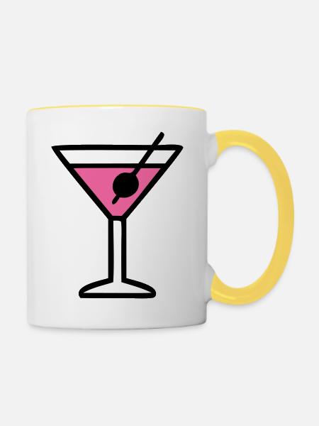 Pinkes Cocktail Glas Icon - Tasse zweifarbig - Weiß/Gelb