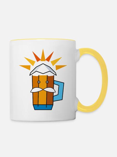 Happy BEER - Tasse zweifarbig - Weiß/Gelb