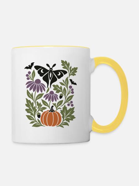 Gotische Motte - Tasse zweifarbig - Weiß/Gelb