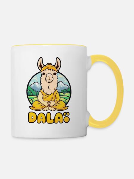 Dalai Lama - Tasse zweifarbig - Weiß/Gelb
